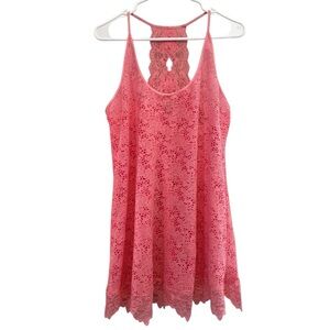 Joquil “In Bloom” Vibrant Pink Lace Slip Dress Size Small